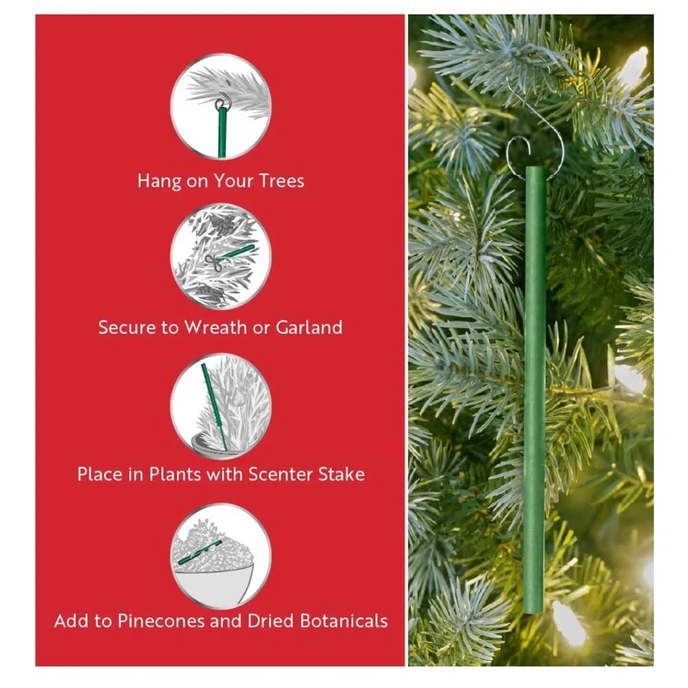 Snowberry Pine Scented Ornaments, 1 pack, 6 ornaments,Christmas Tree Scentsicles